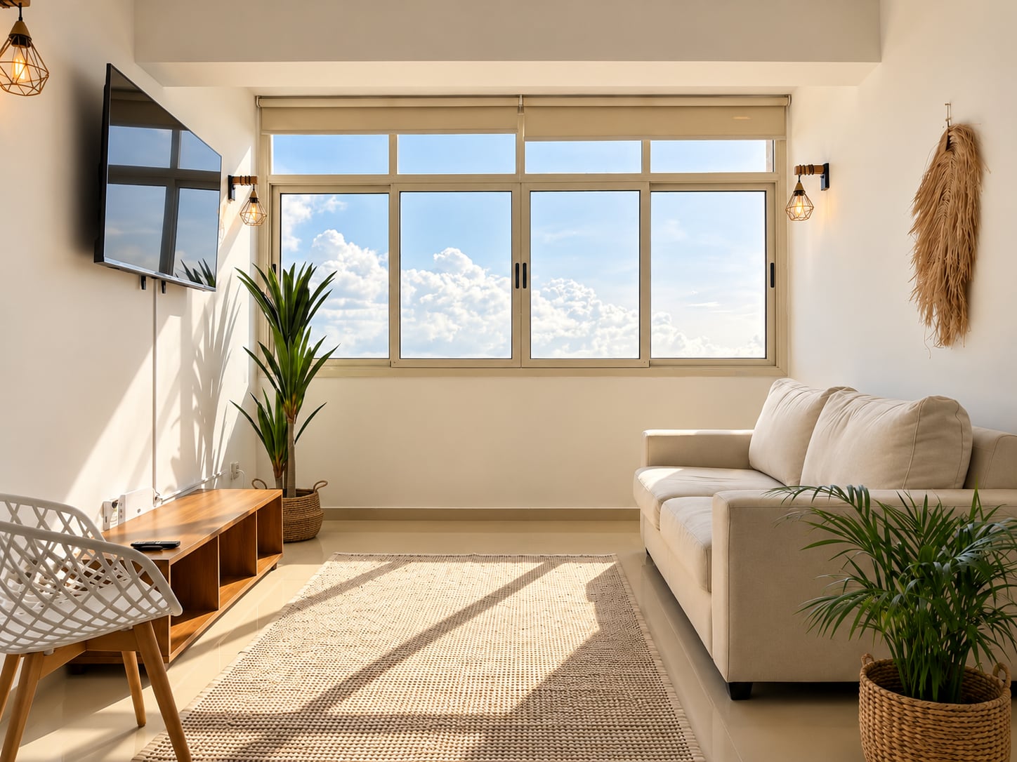 Sala principal con vistas a la laguna
