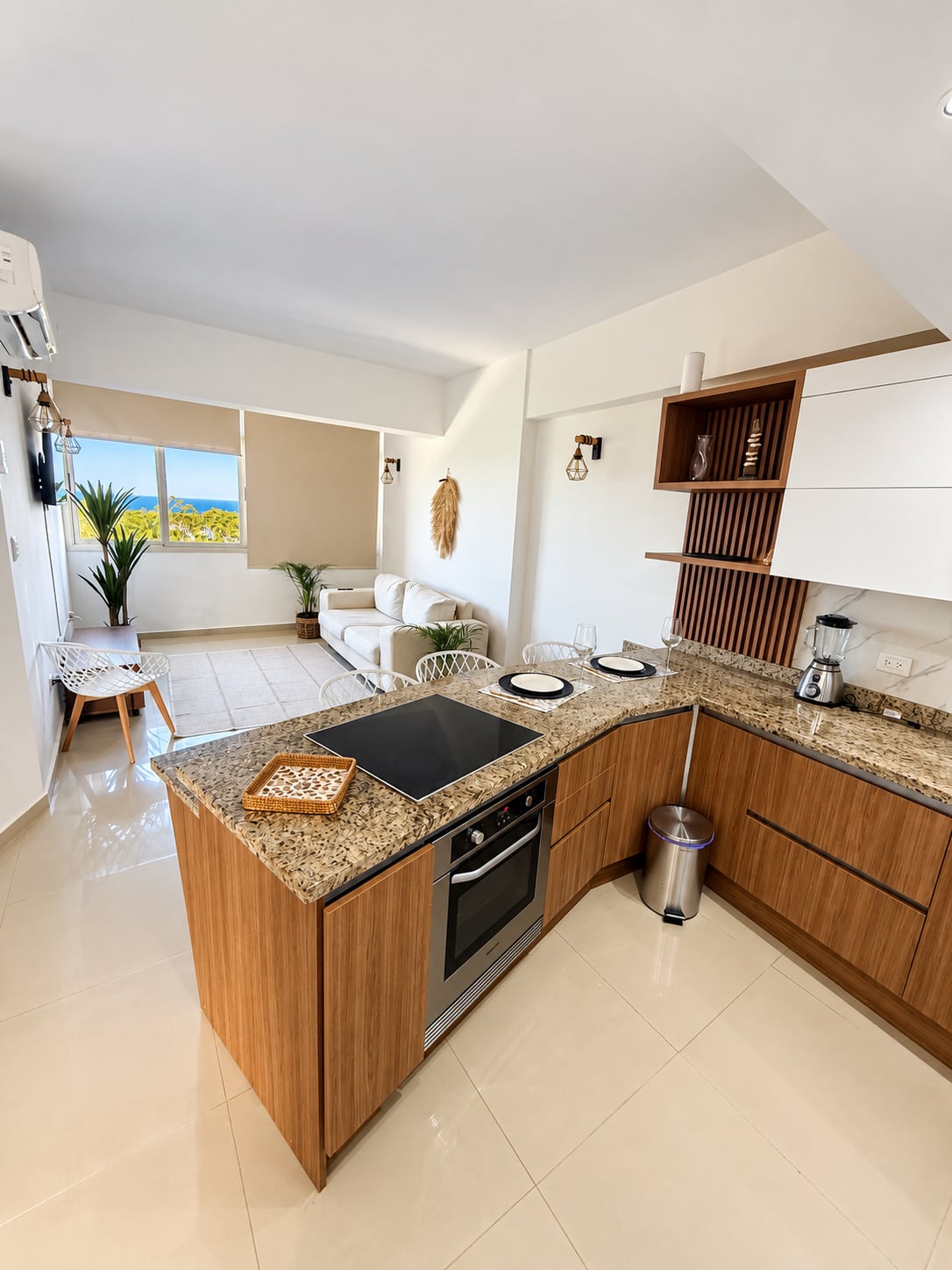 Cocina integrada con la sala